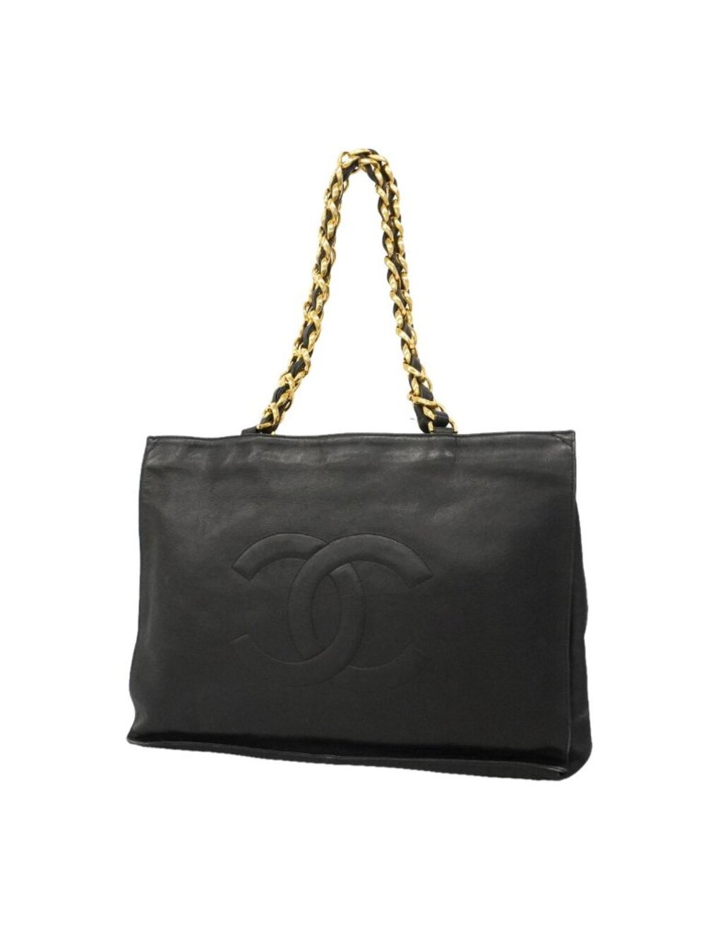 Chanel Chain Tote Lambskin Black Gold